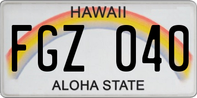 HI license plate FGZ040
