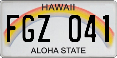 HI license plate FGZ041