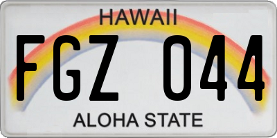 HI license plate FGZ044