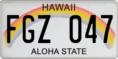 HI license plate FGZ047