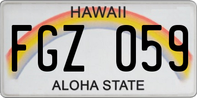 HI license plate FGZ059