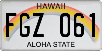HI license plate FGZ061