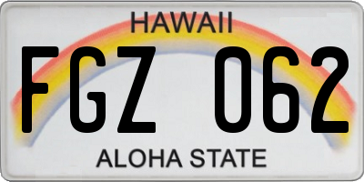 HI license plate FGZ062