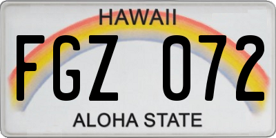 HI license plate FGZ072