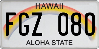 HI license plate FGZ080