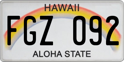 HI license plate FGZ092