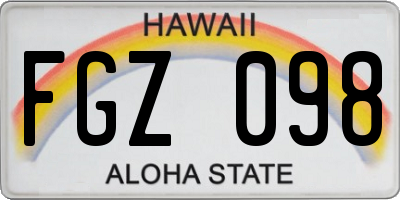 HI license plate FGZ098