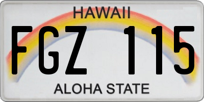 HI license plate FGZ115