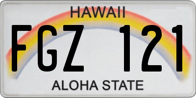 HI license plate FGZ121