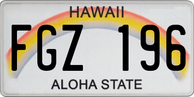 HI license plate FGZ196