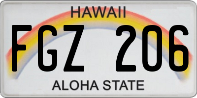 HI license plate FGZ206