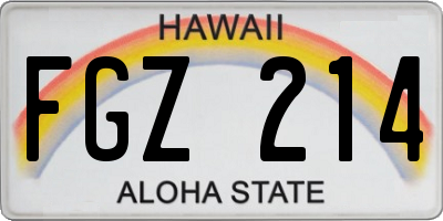 HI license plate FGZ214