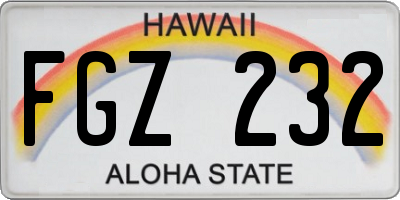 HI license plate FGZ232