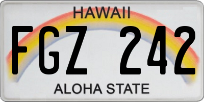 HI license plate FGZ242