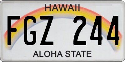 HI license plate FGZ244