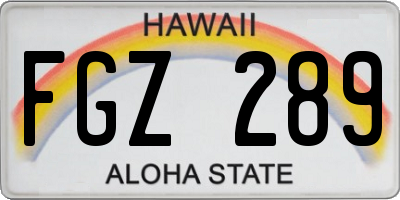 HI license plate FGZ289