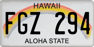 HI license plate FGZ294