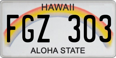 HI license plate FGZ303