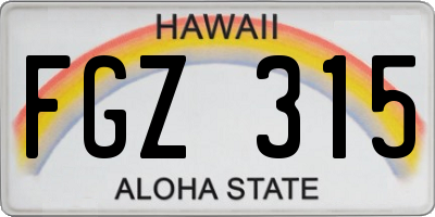 HI license plate FGZ315