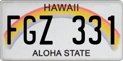HI license plate FGZ331