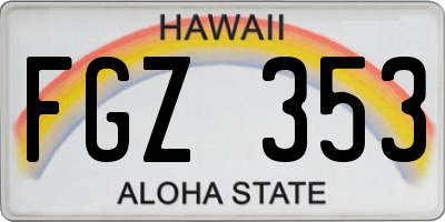 HI license plate FGZ353
