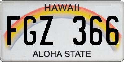 HI license plate FGZ366