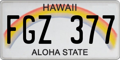 HI license plate FGZ377