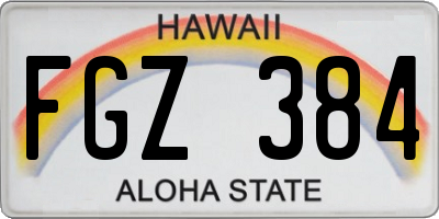 HI license plate FGZ384