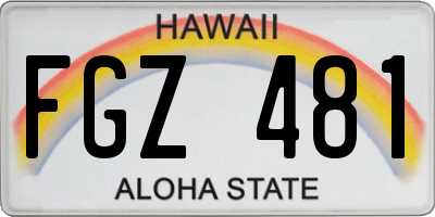 HI license plate FGZ481