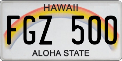 HI license plate FGZ500