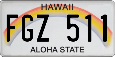 HI license plate FGZ511