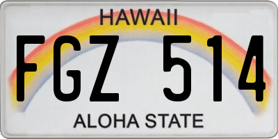 HI license plate FGZ514