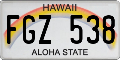 HI license plate FGZ538