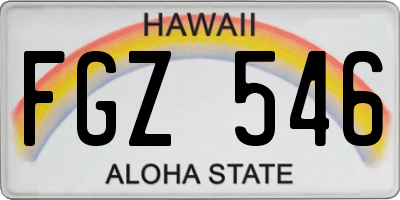 HI license plate FGZ546