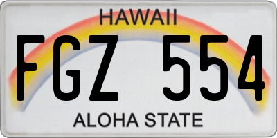 HI license plate FGZ554