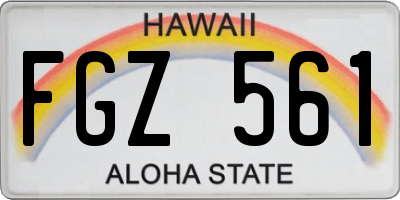 HI license plate FGZ561