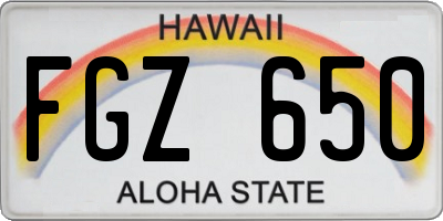 HI license plate FGZ650