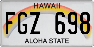 HI license plate FGZ698