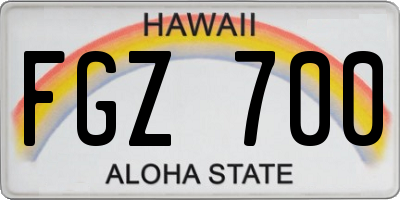 HI license plate FGZ700