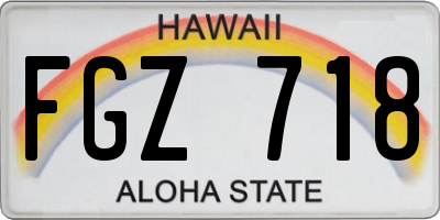 HI license plate FGZ718
