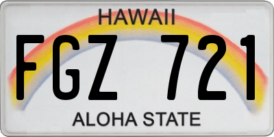 HI license plate FGZ721