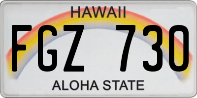 HI license plate FGZ730