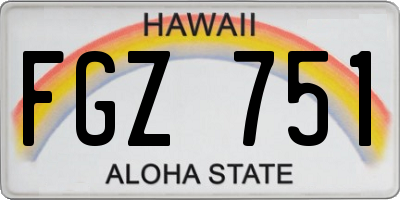 HI license plate FGZ751