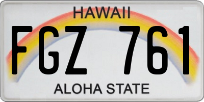 HI license plate FGZ761