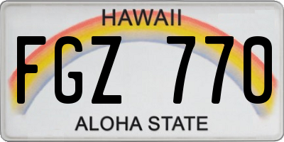 HI license plate FGZ770