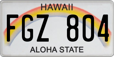 HI license plate FGZ804