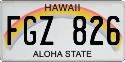 HI license plate FGZ826