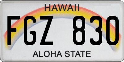 HI license plate FGZ830