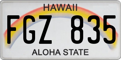 HI license plate FGZ835
