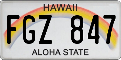 HI license plate FGZ847